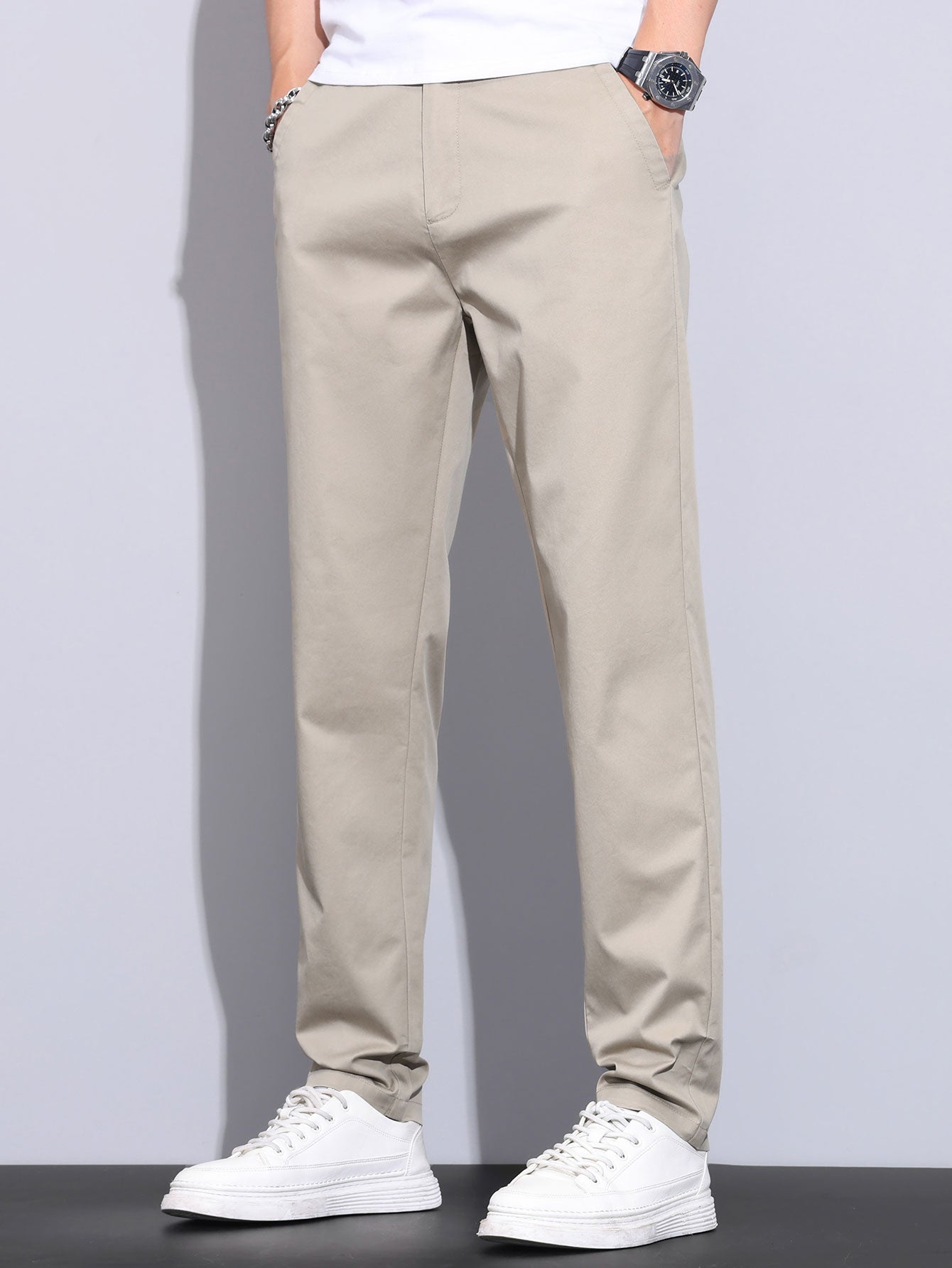 Gerade Bein Hose mit Elastischem Bund