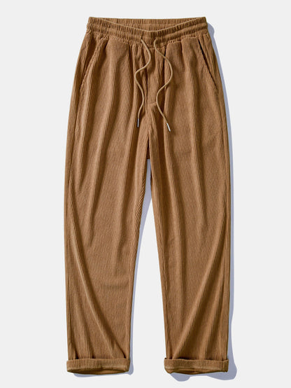 Relaxed Fit Kontrast Corduroy Poloshirts Kragen Sweatshirt & Gerade Bein Corduroy Hose