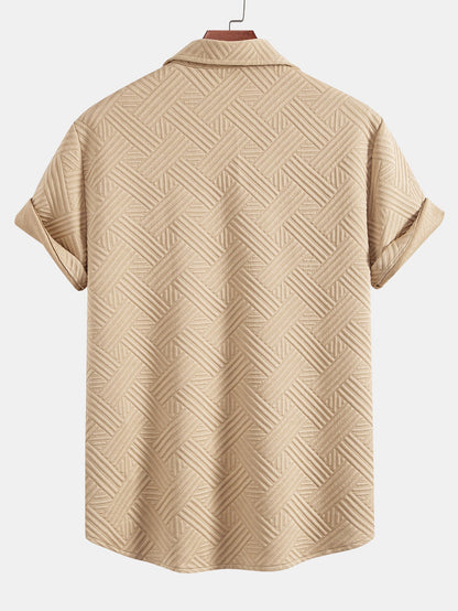 Gestreiftes Jacquard-Hemd mit Knopfleiste und Shorts mit Kordelzug