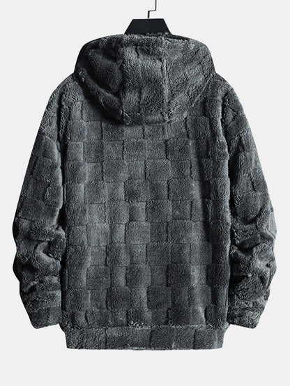 Bestickter Teddy-Kapuzenpullover mit Schachbrettmuster aus Kalifornien