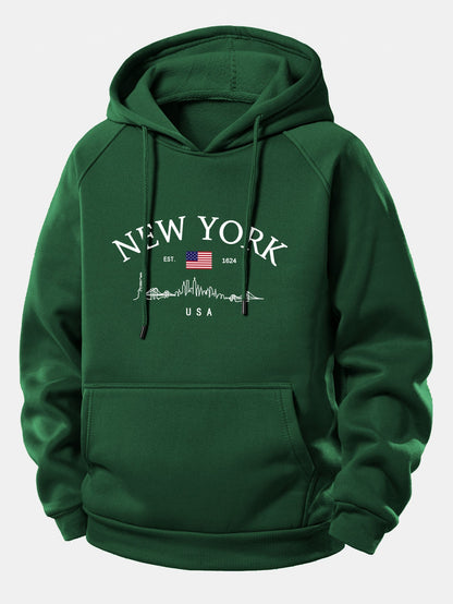New York Druck Kordelzug Kapuzenpullover