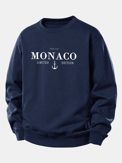 Monaco Slogan Druck Locker Geschnittenes Sweatshirt