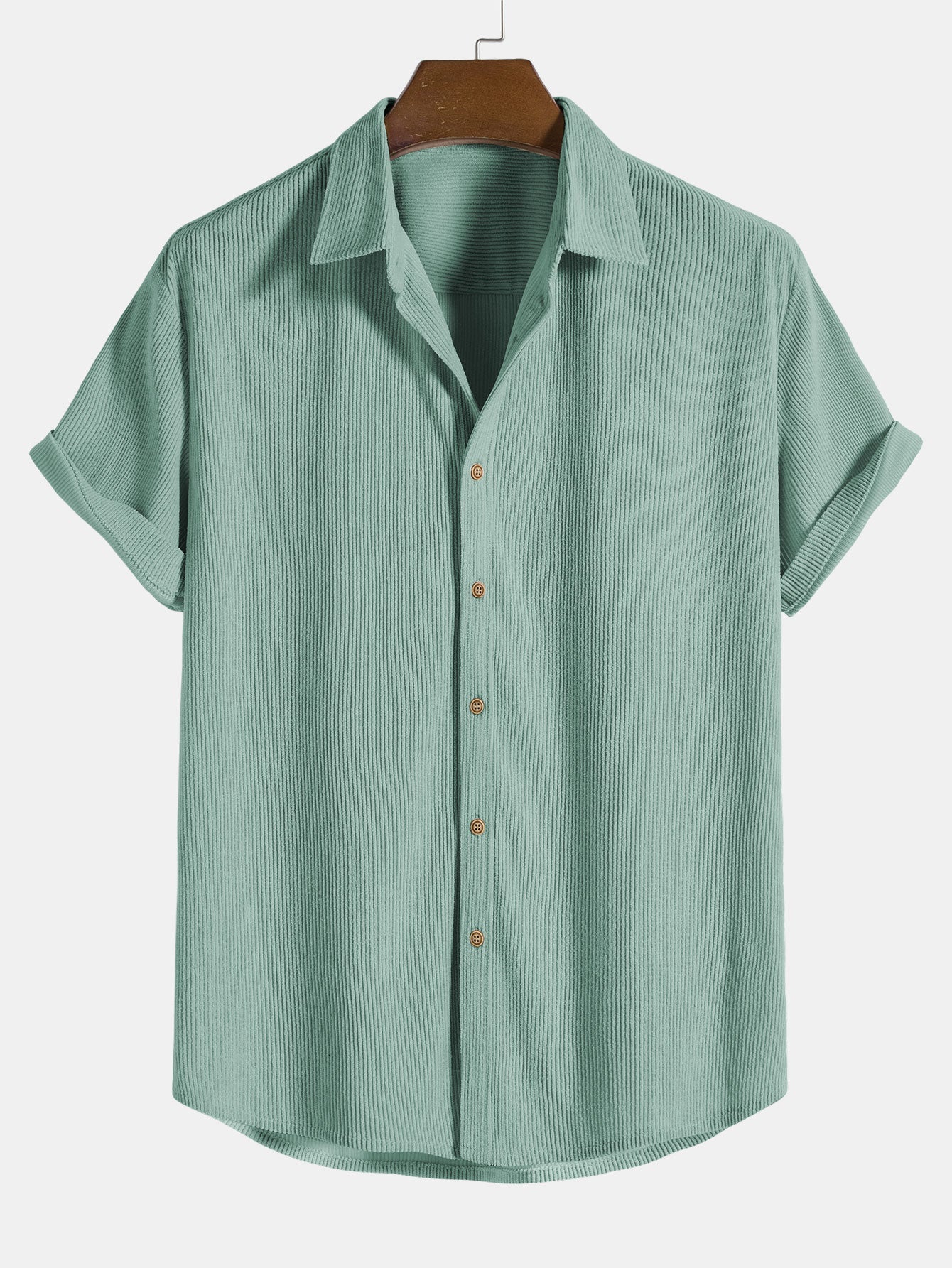 Corduroy Button-Down Short Sleeve Shirt