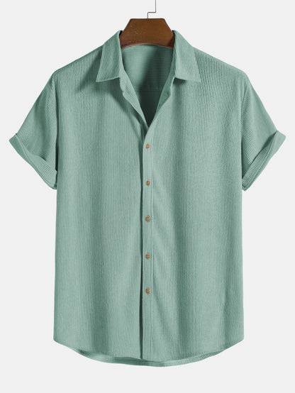 Corduroy Button-Down Short Sleeve Shirt
