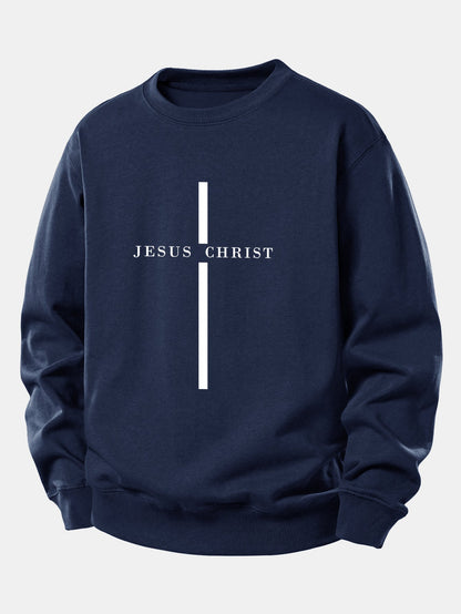 Jesus Christ Streifenmuster Locker sitzendes Sweatshirt