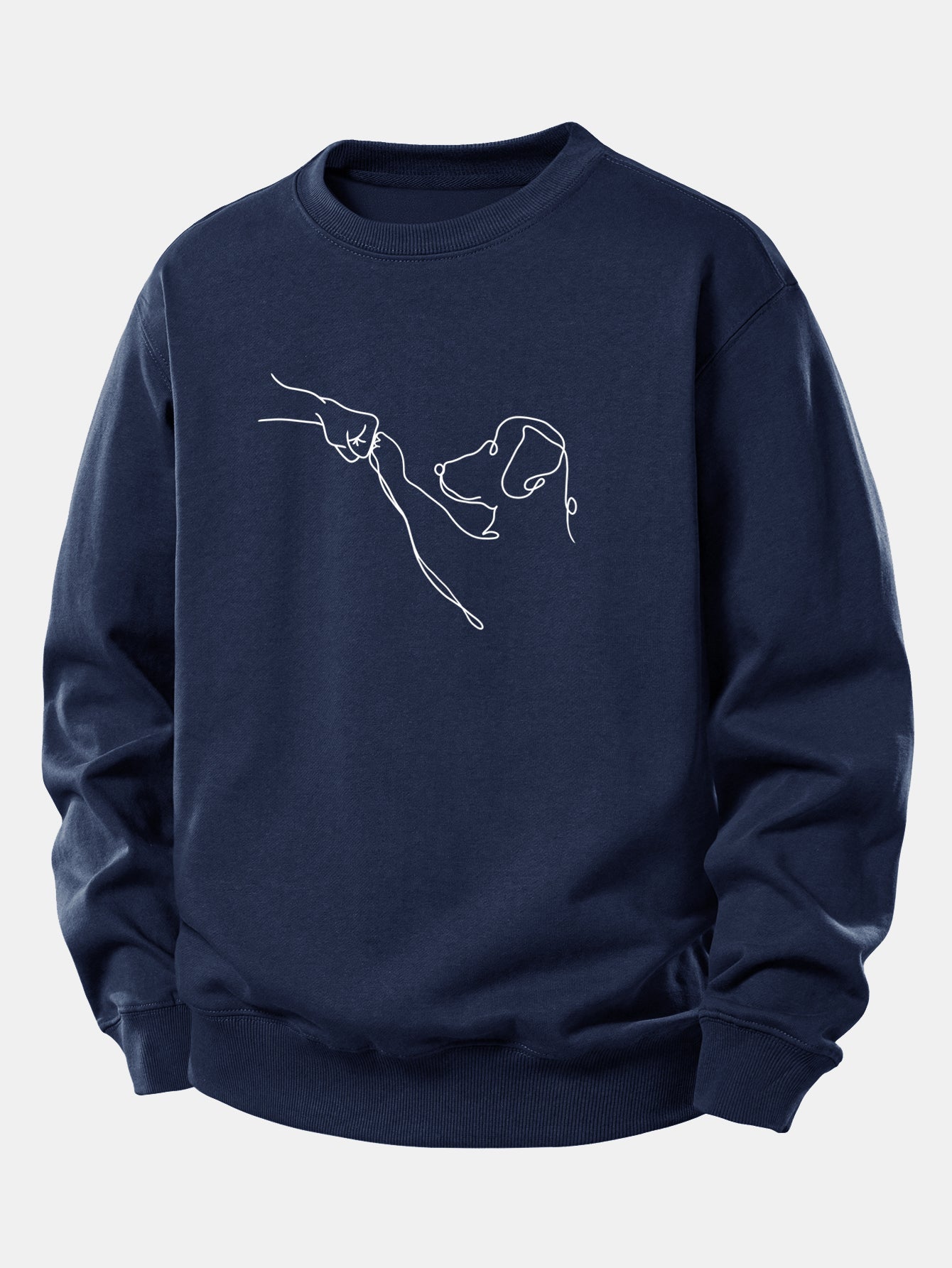 Entspanntes Sweatshirt mit Hund Linienzeichnung