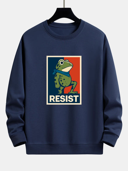 Resist Froschdruck Bequemes Sweatshirt mit lockerer Passform