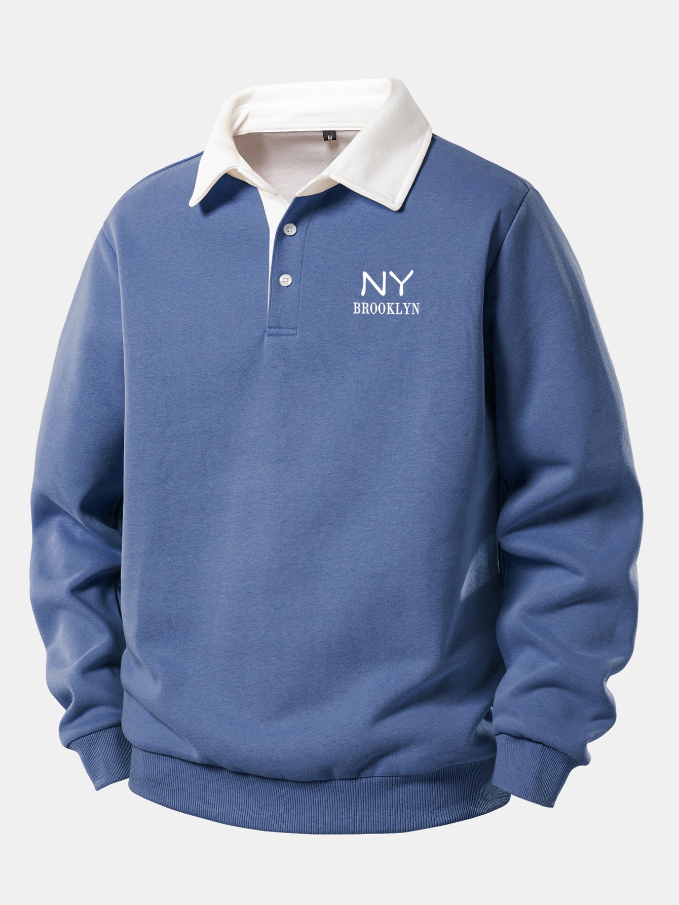 NY Brooklyn Contrast Print Polo Shirt with Collar Sweatshirt