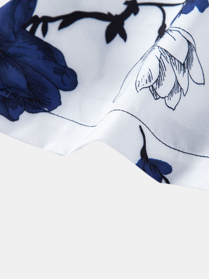 Blumenmuster-Patchwork-Hemd mit Knopfdetails