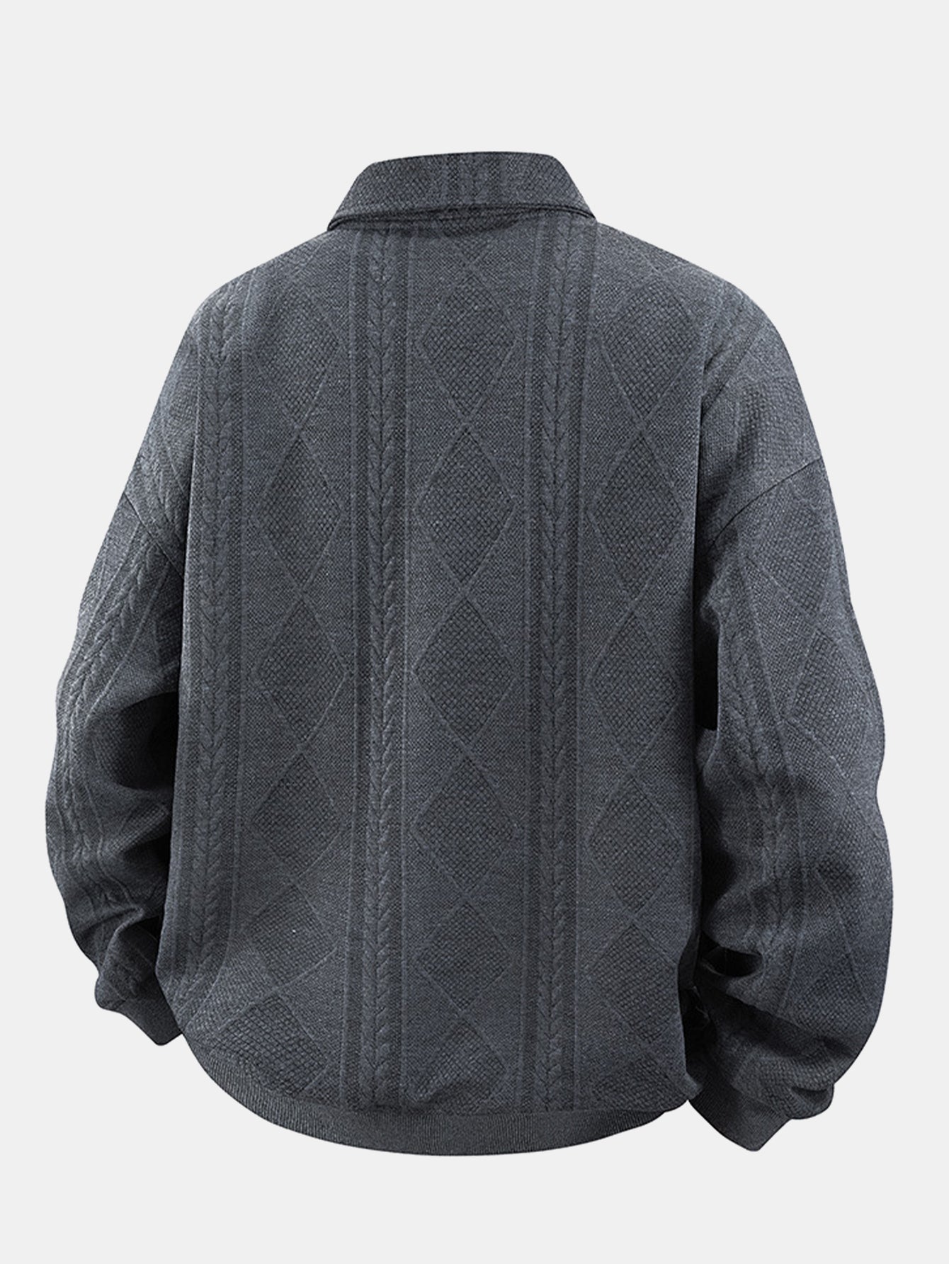 Geometric Jacquard Polo Collar Sweatshirt