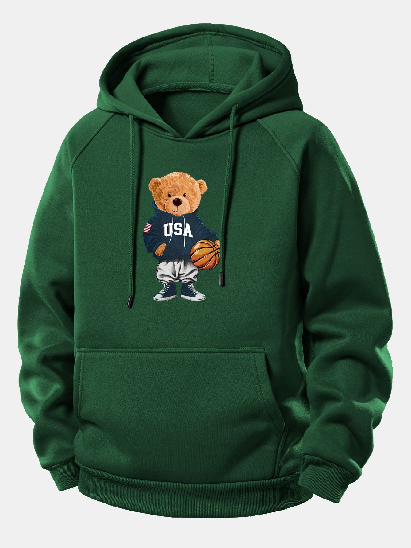 Basketball Bär Grafik Hoodie mit Kordelzug