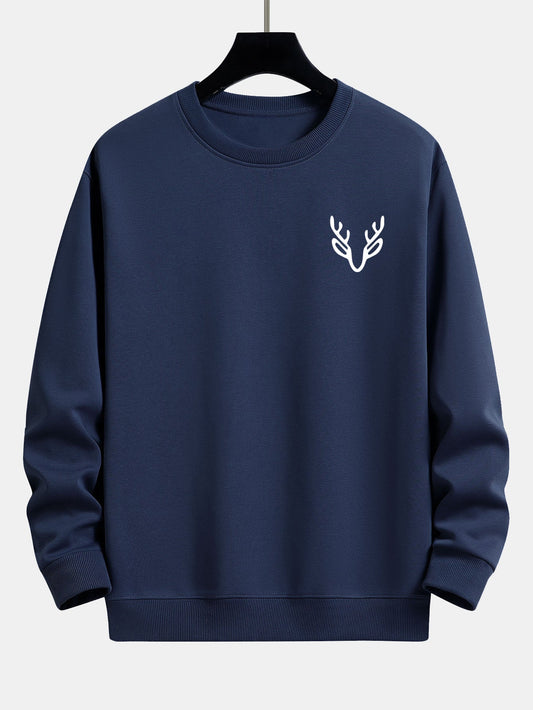 Sweatshirt mit lockerem Schnitt und Hirschkopf-Aufdruck