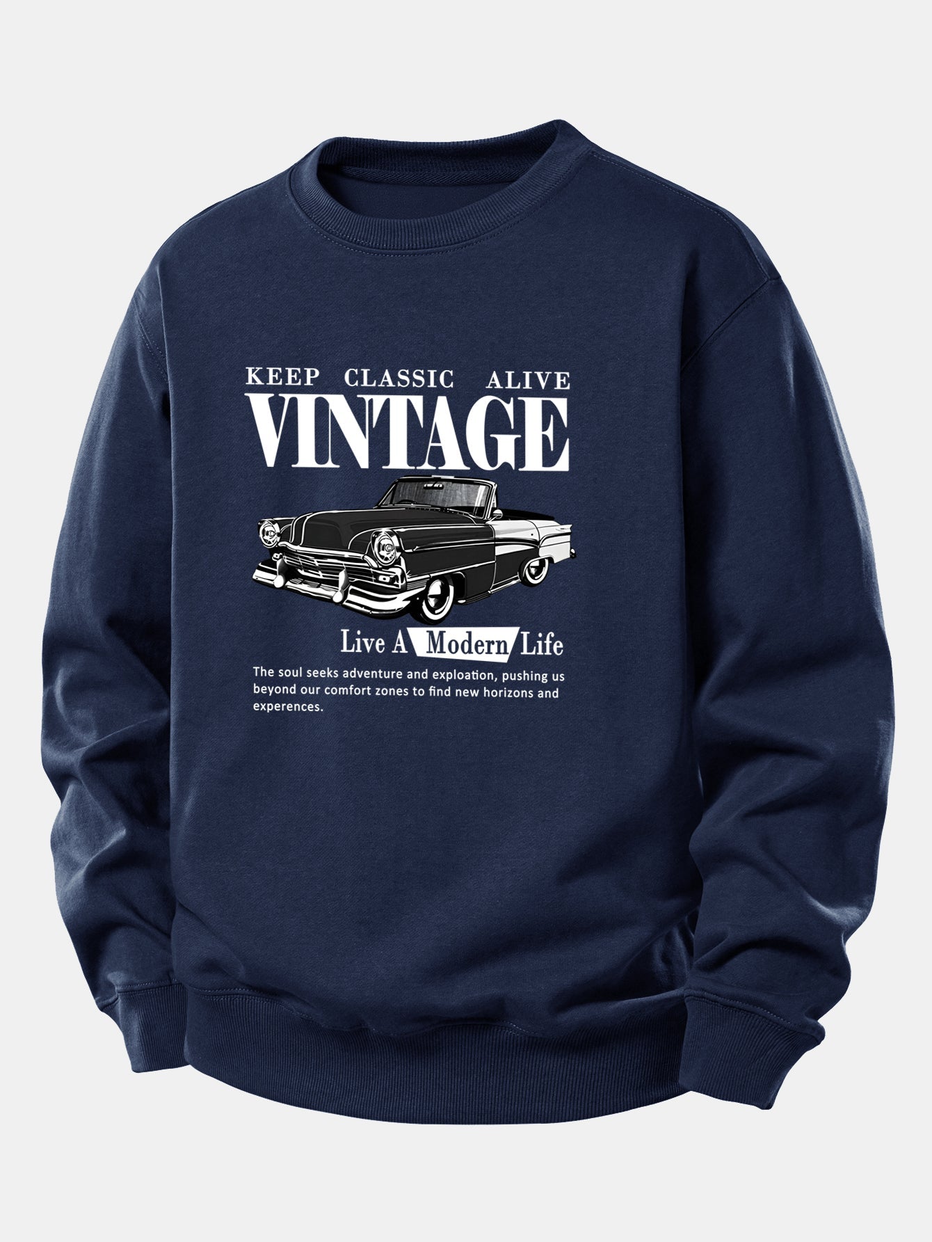 Vintage-Auto-Druck Sweatshirt mit lockerem Schnitt