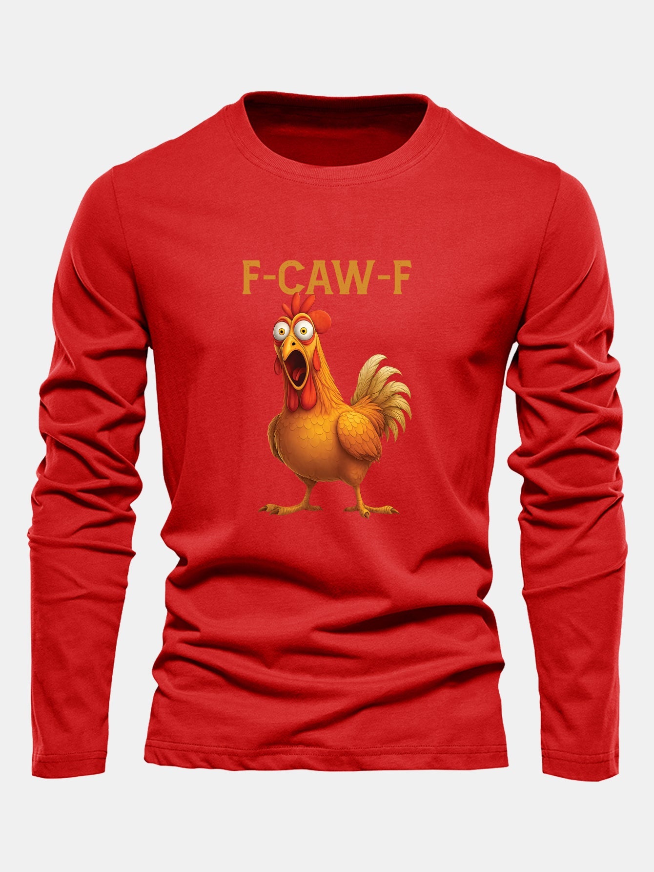 Langarm Baumwoll-T-Shirt mit Hahn-Print