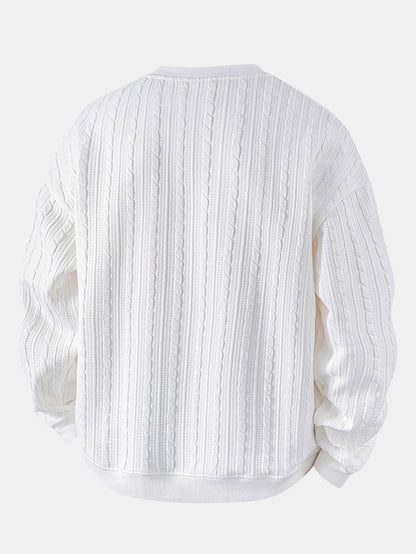 Jacquard-Sweatshirt mit Rundhalsausschnitt und Twist-Muster in lässiger Passform