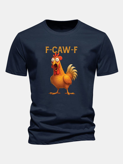 Baumwoll-T-Shirt mit regulärer Passform und Hahn-Design