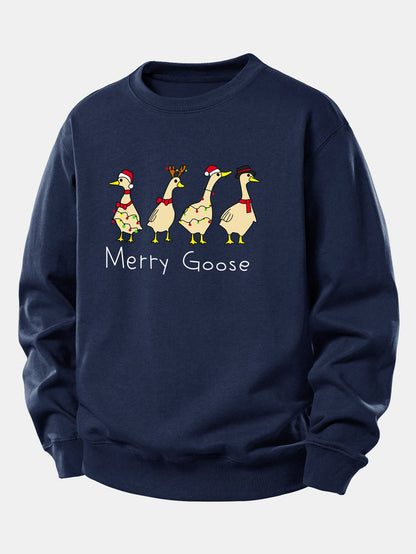 Locker Geschnittenes Sweatshirt mit Weihnachtsente-Design