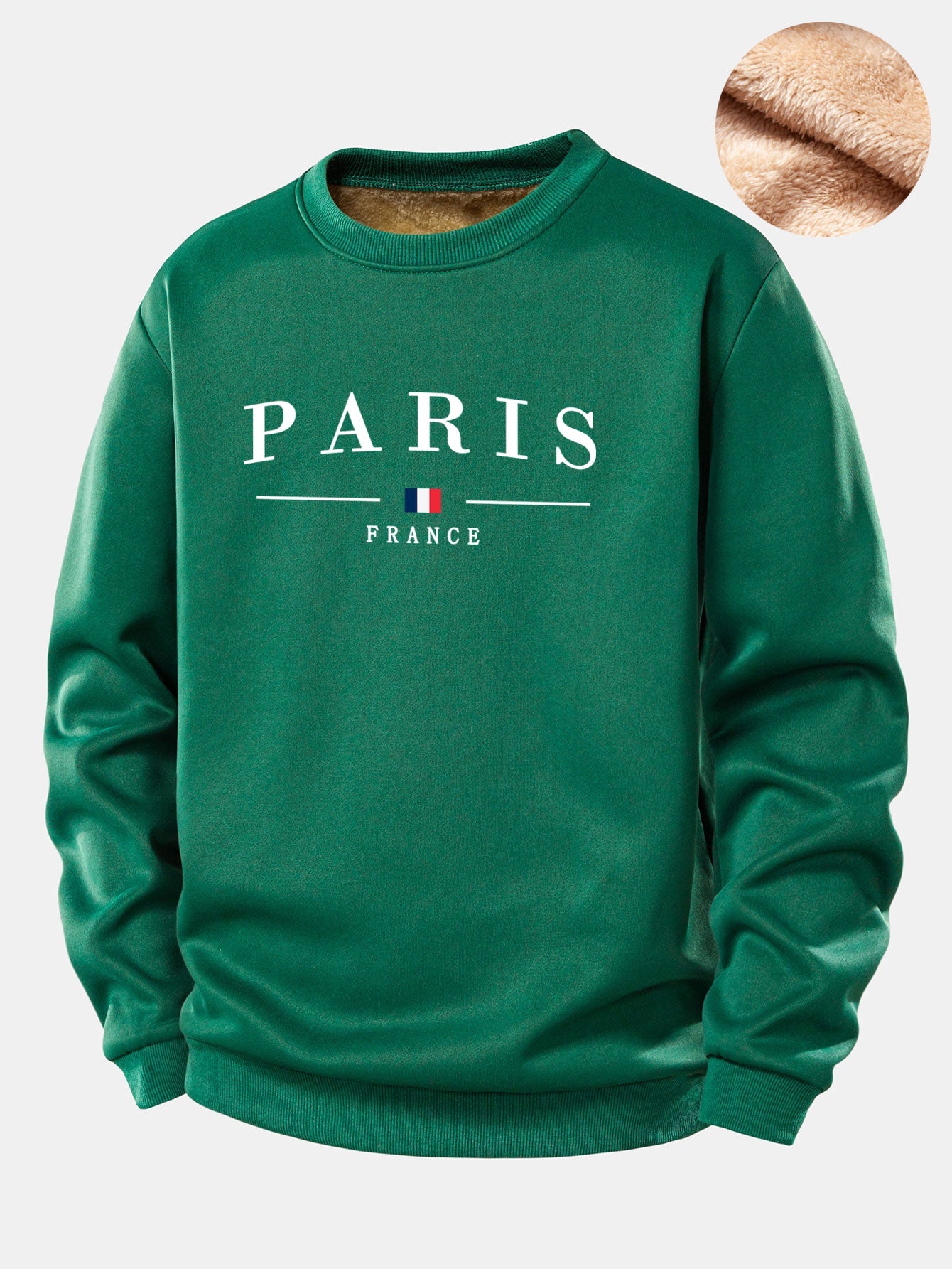 Paris Print Teddy Fleece Gefüttertes Sweatshirt