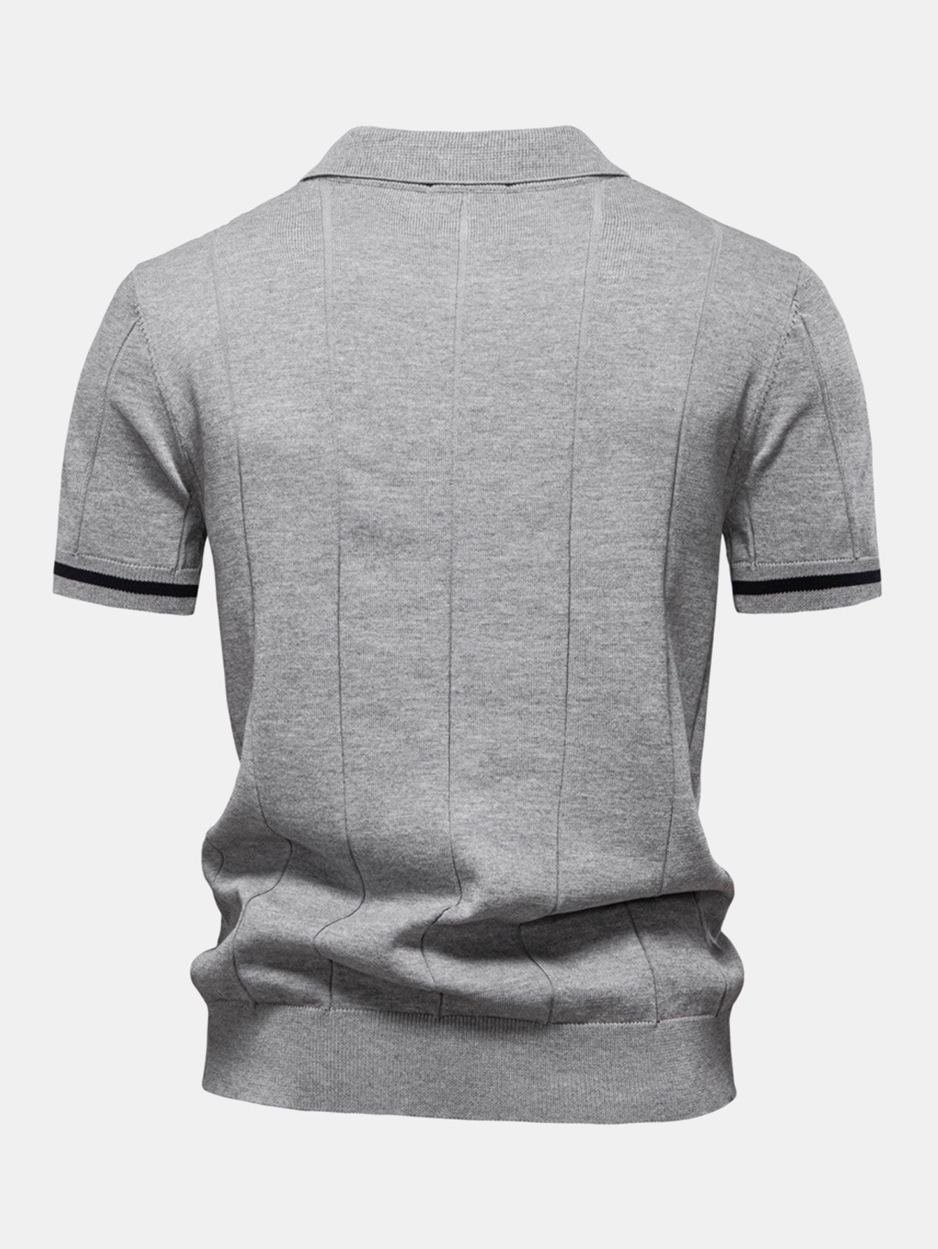 Strick Polohemd mit Kontrastbesatz und Reißverschluss