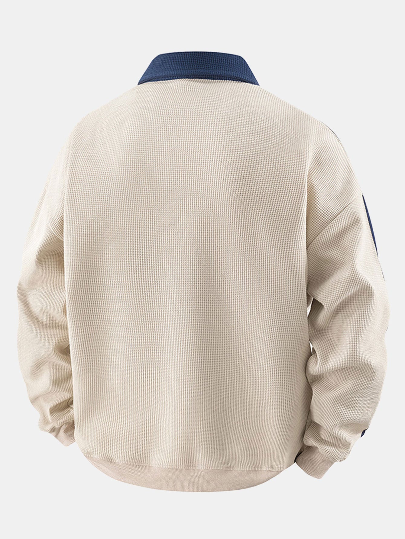 Gestreiftes Waffel-Poloshirt mit Rollkragen und Reißverschluss