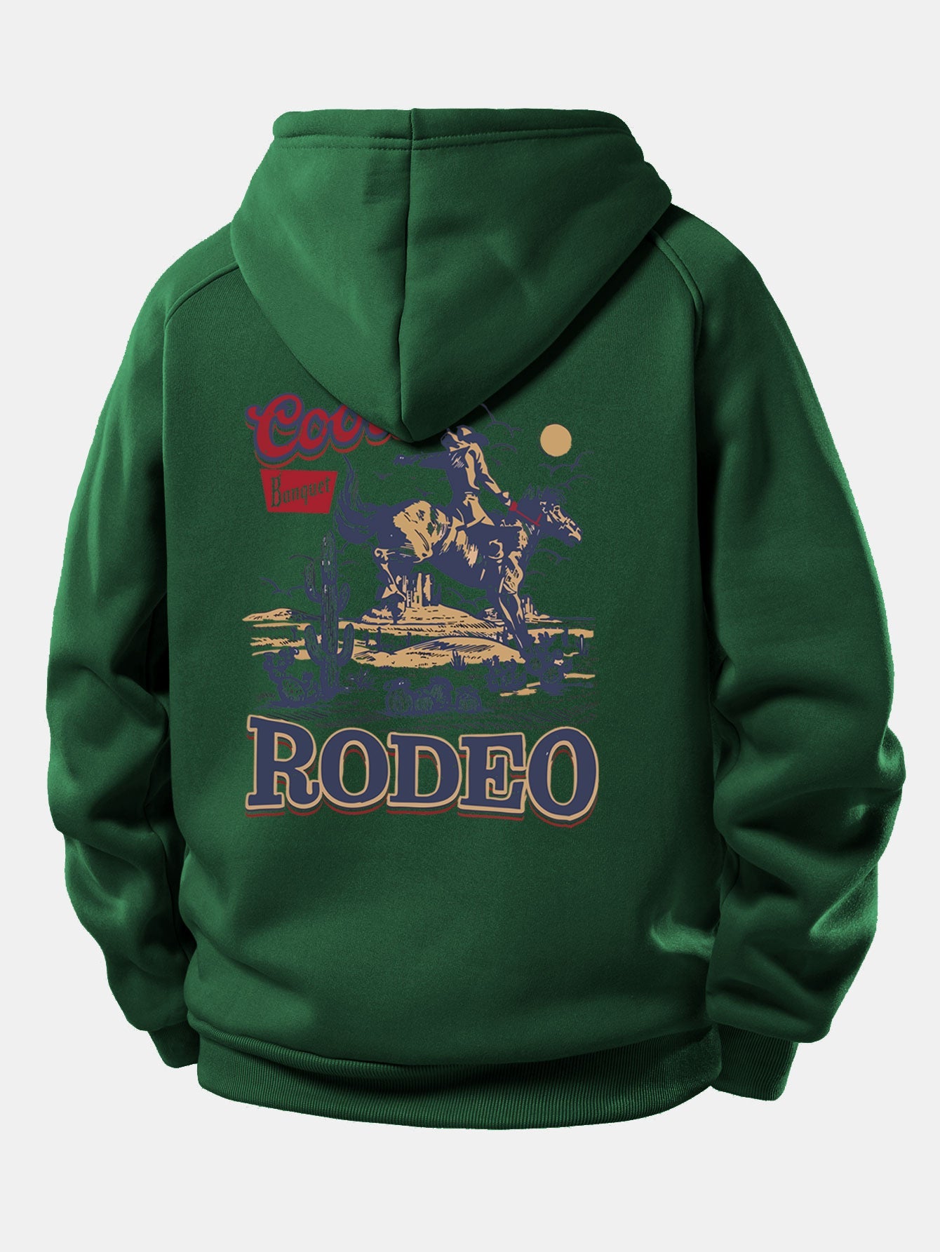 Western Cowboy Print Hoodie with Drawstring