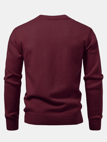 Robuster geometrischer V-Ausschnitt-Jacquard-Pullover