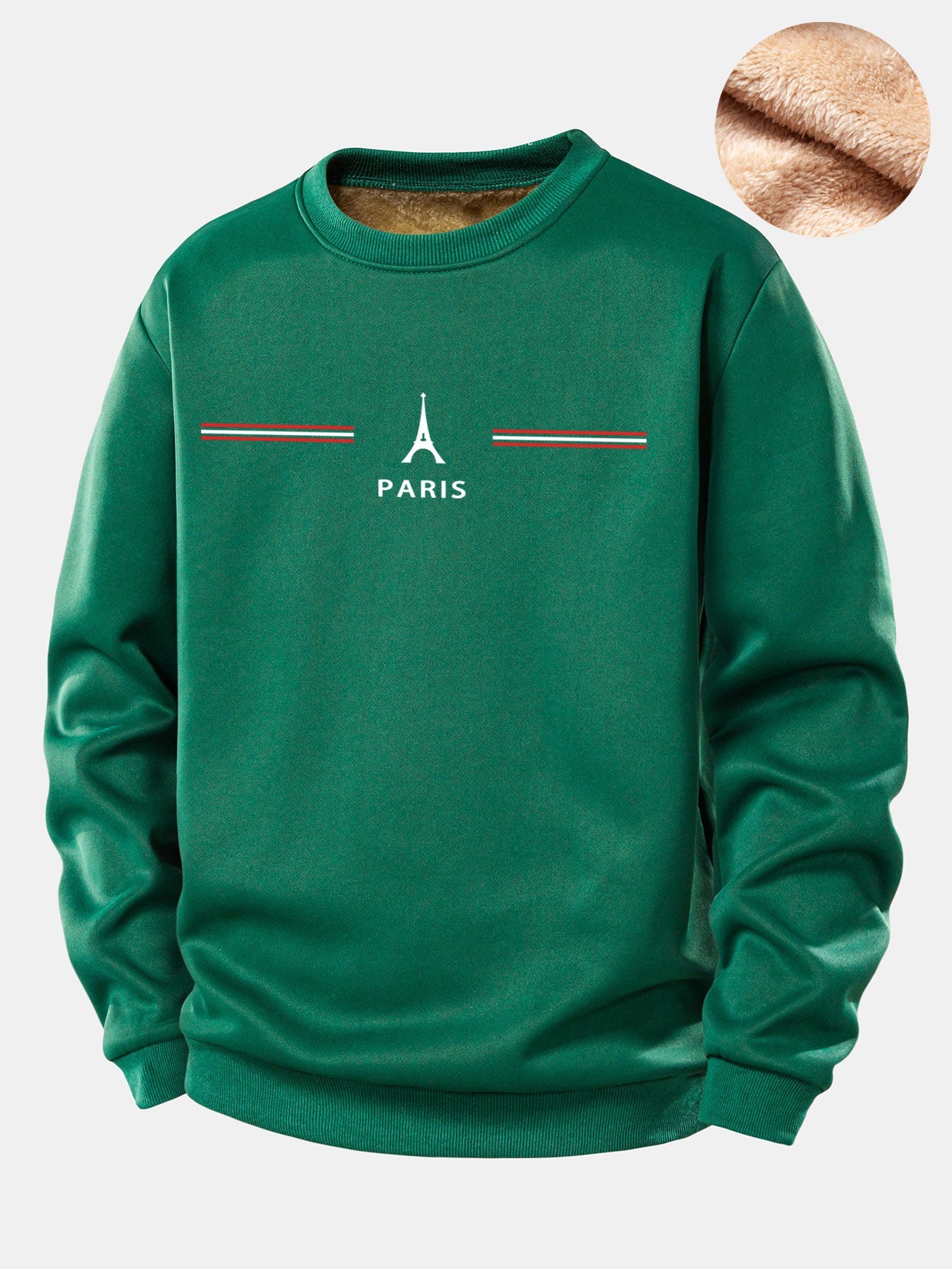 Paris Streifenmuster Teddy Fleece Gefüttertes Sweatshirt