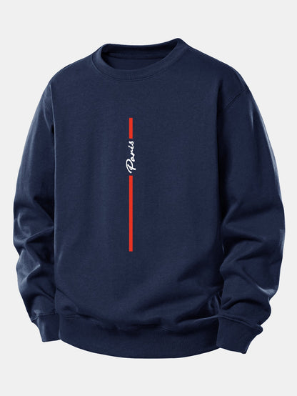 Paris Streifenmuster Locker sitzendes Sweatshirt