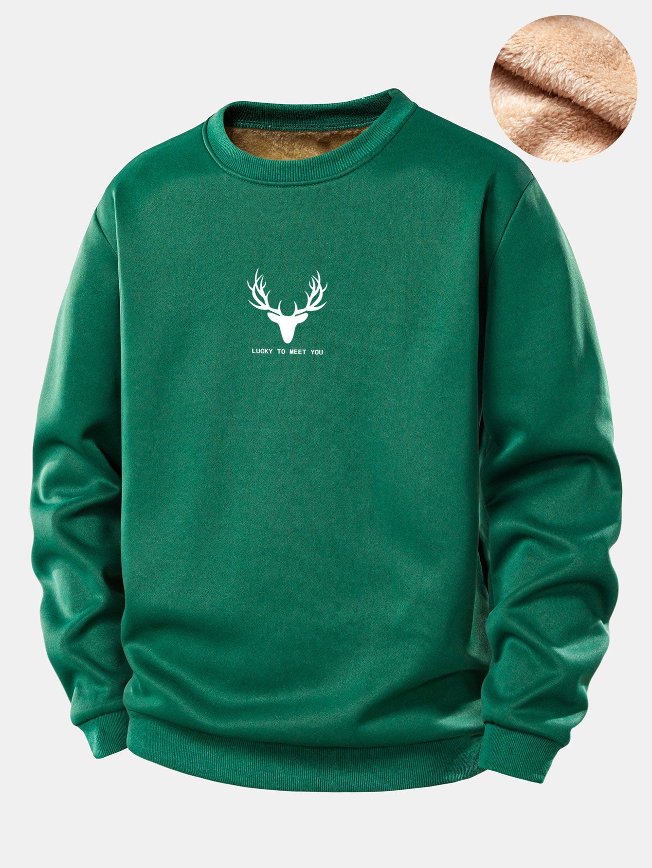 Silhouette Kopf Hirsch Druck Teddy Fleece Gefüttertes Sweatshirt