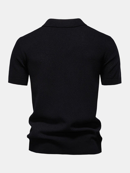V-Neck Pineapple Pattern Knit Polo
