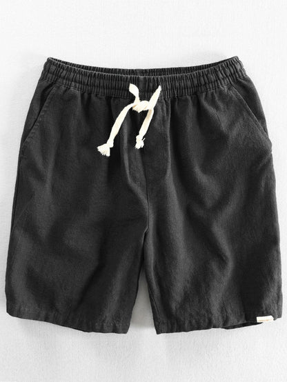 Shorts aus Leinen-Baumwoll-Mix mit verstellbarem Kordelzug