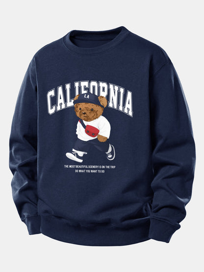 California Mode Bär-Print Lässiges Sweatshirt