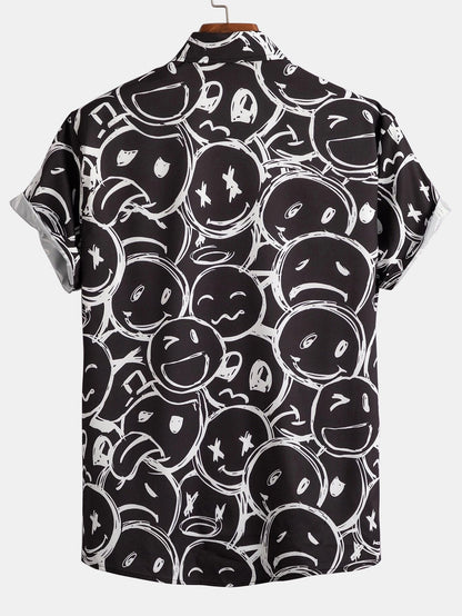 Smiley-Print Hemd mit Knopfdetails