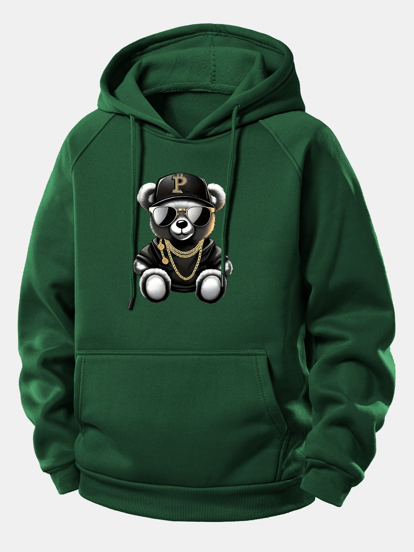 Hip Hop Bär Grafik Hoodie mit Kordelzug