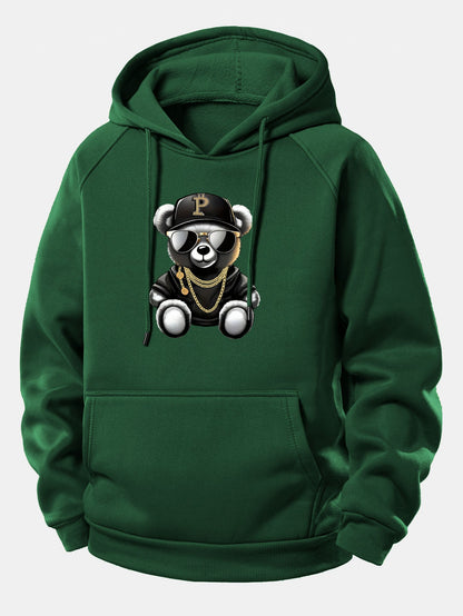 Hip Hop Bär Druck Kordelzug Kapuzenpullover