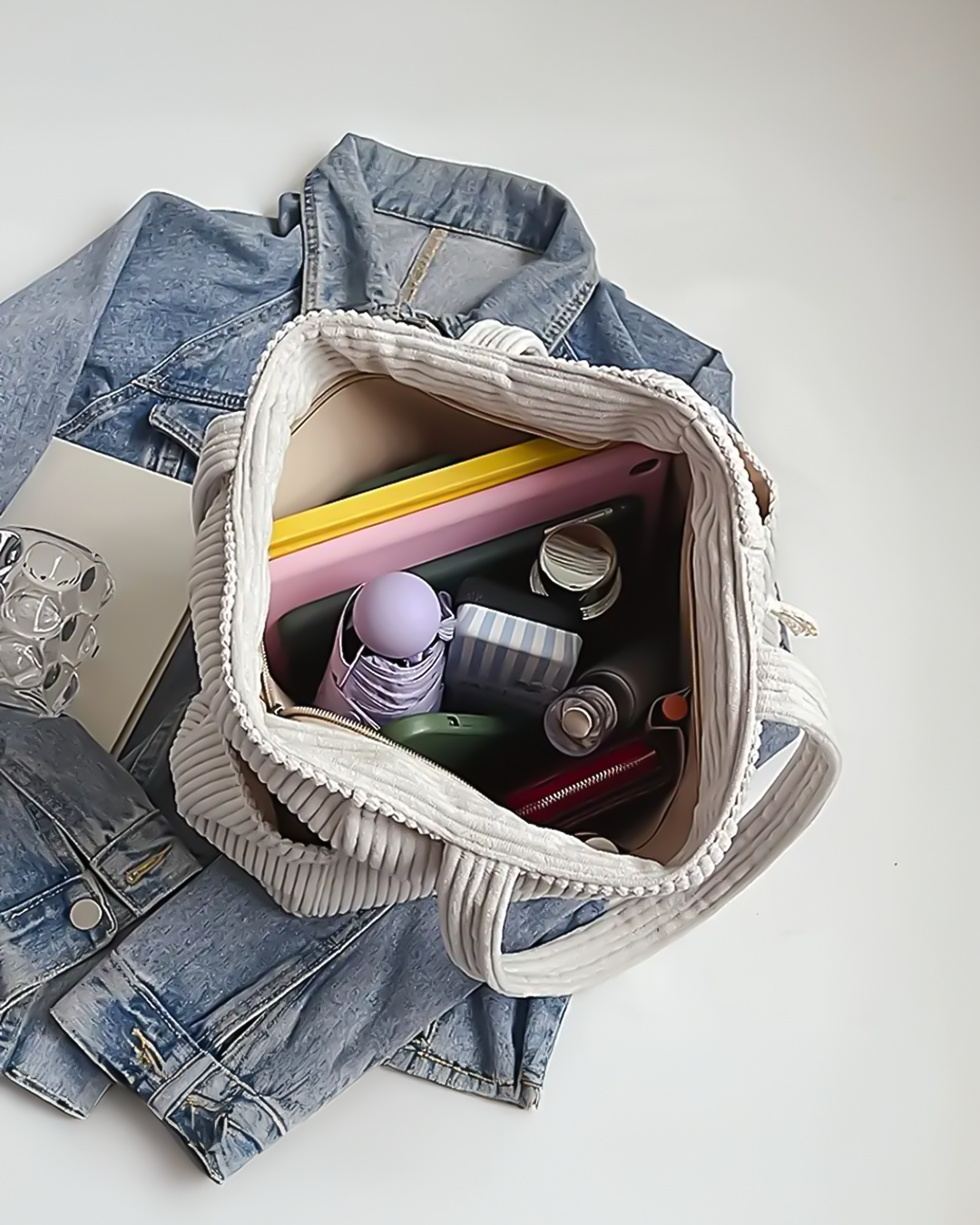 Tilda – Gestreifte Tragetasche mit Kordel-Detail