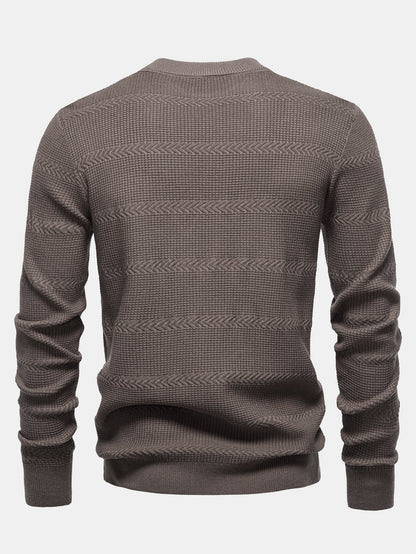 Geometrischer Jacquard Rundhals Pullover