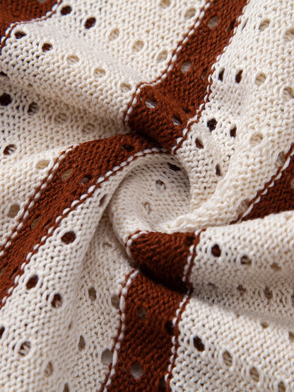 Gestreiftes Strickhemd mit Ösen