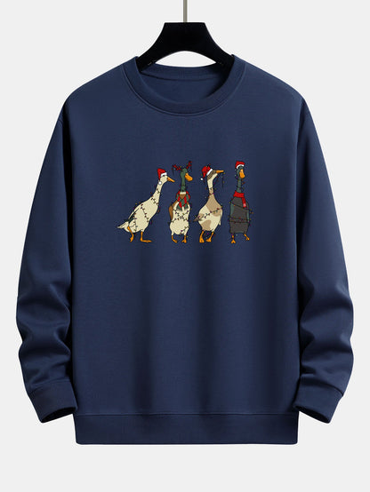 Entenmotiv Sweatshirt mit Weihnachtslichtern - Bequemer Sitz