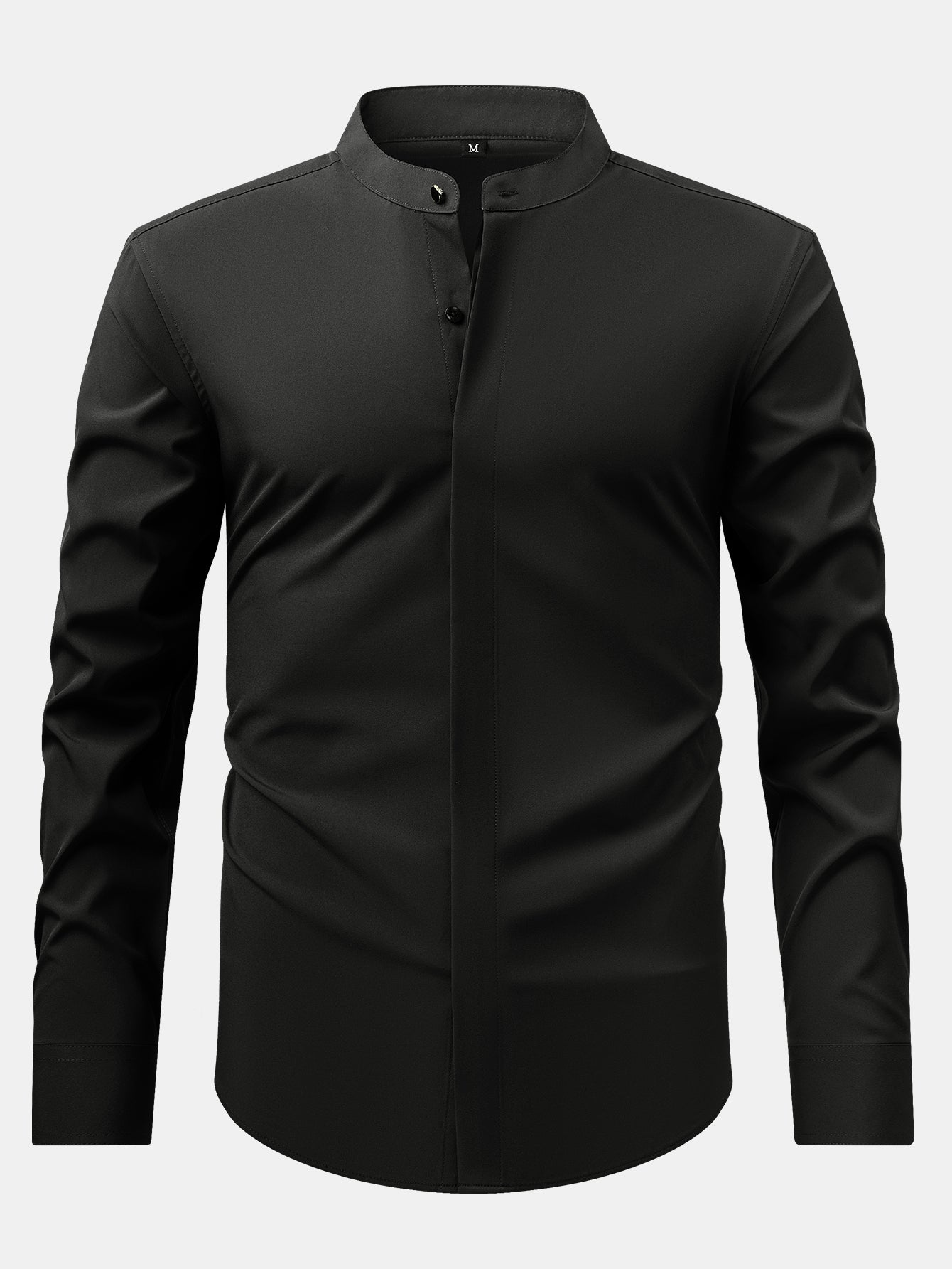 Stehkragenhemd mit verdeckter Knopfleiste und bügelfreier Pflege