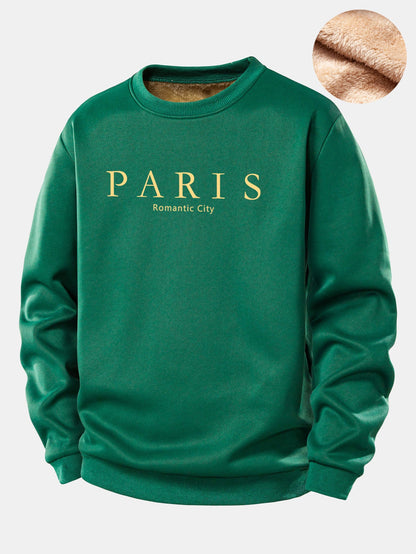 Paris Print Teddy Fleece Gefüttertes Sweatshirt