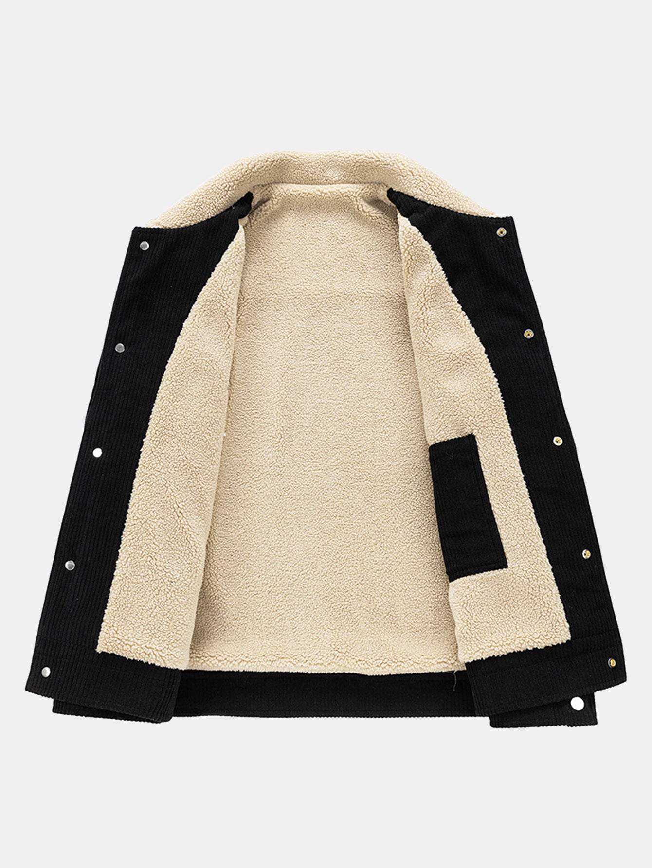 Knopf-Cordjacke mit kuscheligem Teddyfutter