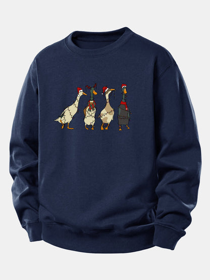 Entenmotiv Sweatshirt mit Weihnachtslichtern – Lässig und Bequem