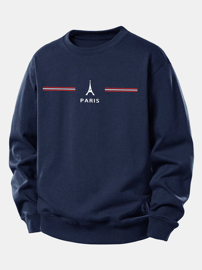 Paris Streifenmuster Locker sitzendes Sweatshirt