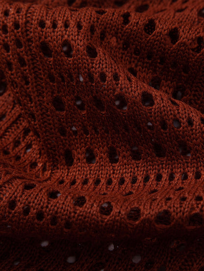 V-Neck Crochet Polo Shirt