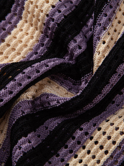 Gestreiftes Häkelshirt mit Augenloch