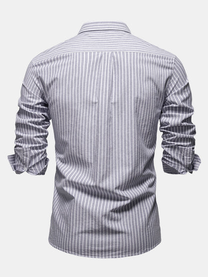 Cowboy Stickerei Baumwolle Oxford Streifenhemd