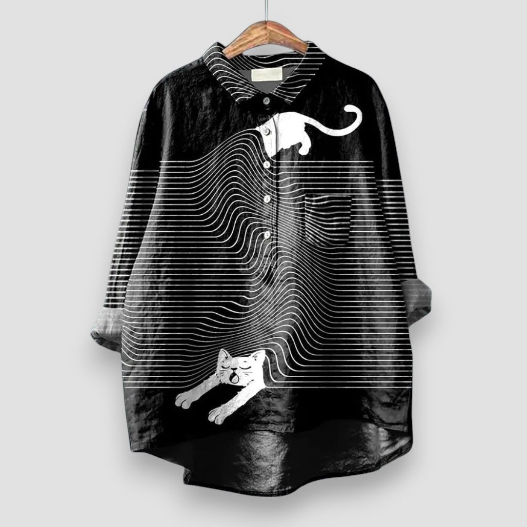 LEONTINA I DAMENBLUSE MIT HUNDEPRINT