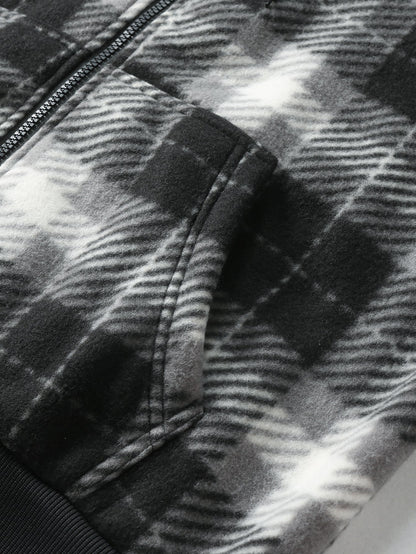 Teddy-Fleece Flanell Kapuzenmantel mit Reißverschluss