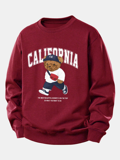 California Mode Bär-Print Lässiges Sweatshirt
